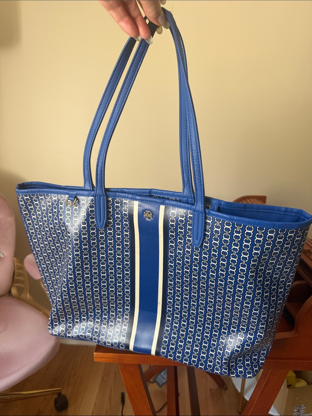 Tory Burch Blue and White Tote